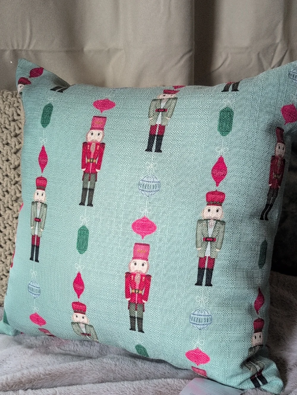 Sewing Down South Holiday Nutcracker Decorative Throw Pillow - Light Blue Aqua